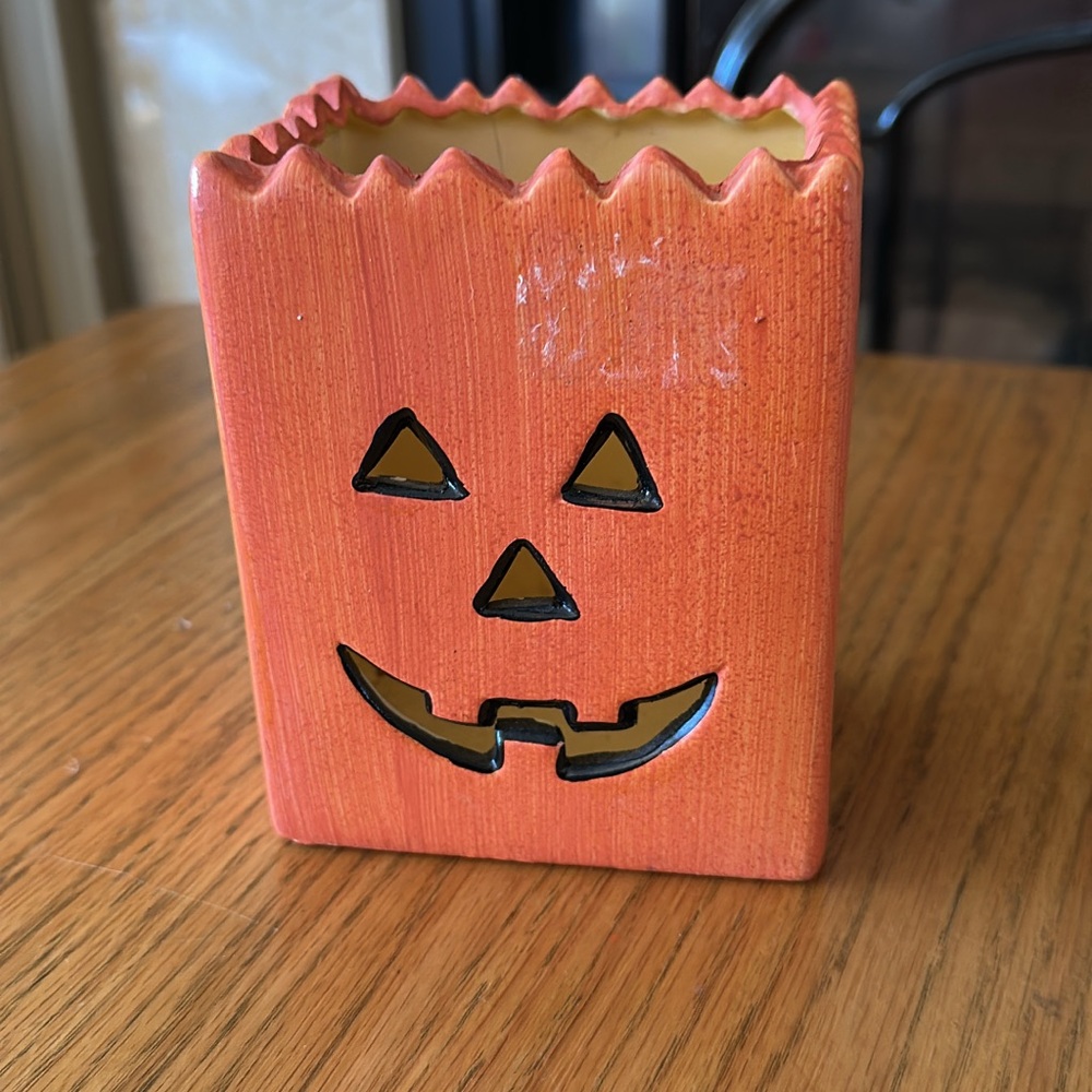 Orange Pumpkin Candle Holder